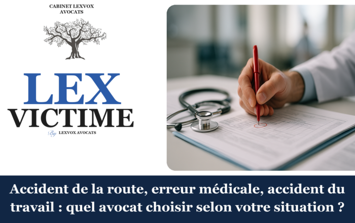 Accident de la route, erreur médicale, accident du travail : quel avocat choisir selon votre situation ?