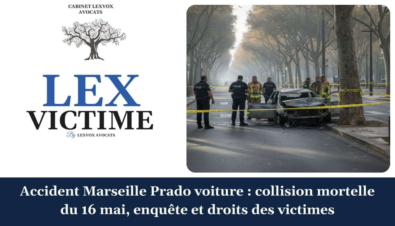 Accident Marseille Prado voiture : collision mortelle du 16 mai, enquête et droits des victimes — cabinet LEXVOX Avocats, Arles