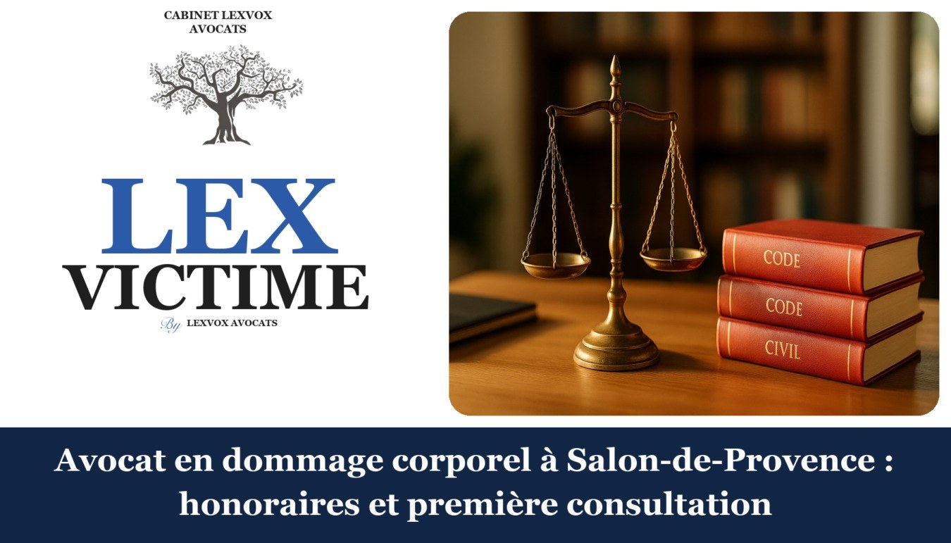 Avocat en dommage corporel à Salon-de-Provence : honoraires et première consultation — cabinet LEXVOX Avocats, Salon-de-Provence