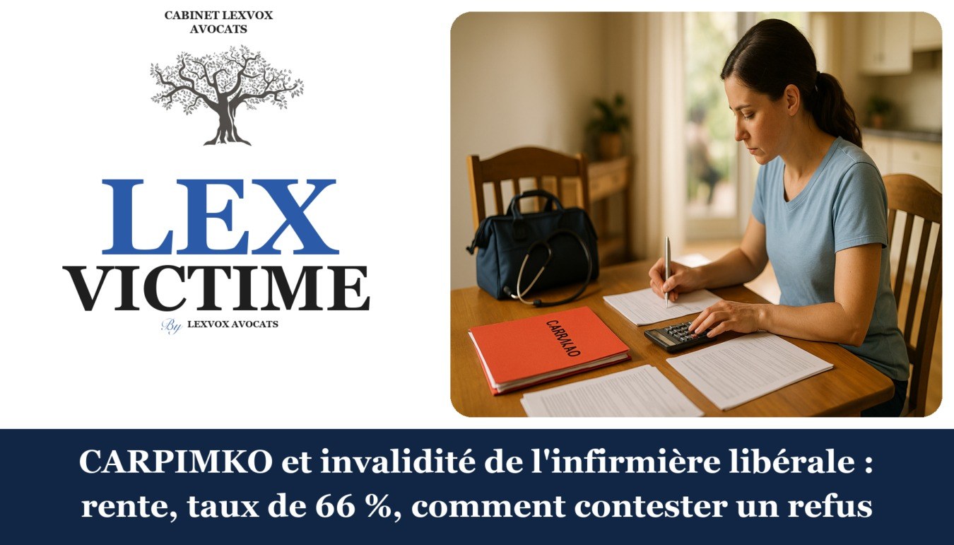 CARPIMKO et invalidité de l’infirmière libérale : rente, taux de 66 %, comment contester un refus — cabinet LEXVOX Avocats, Aix-en-Provence