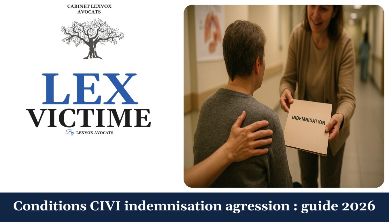 Conditions CIVI indemnisation agression : guide 2026 — cabinet LEXVOX Avocats, Arles