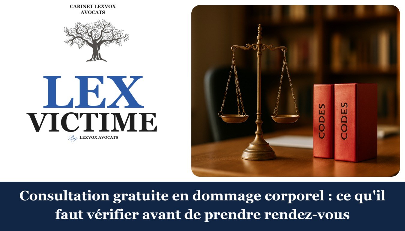 Consultation gratuite en dommage corporel : ce qu’il faut vérifier avant de prendre rendez-vous — cabinet LEXVOX Avocats, Aix-en-Provence