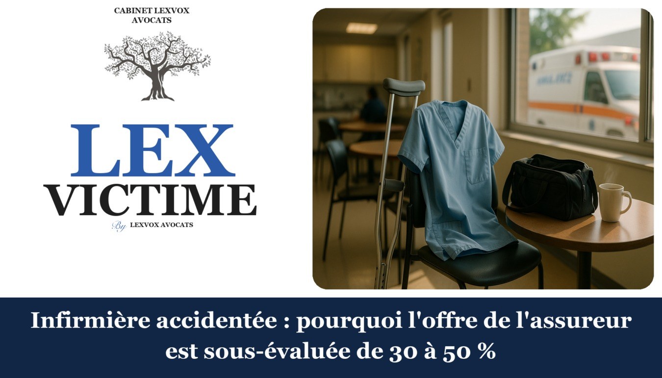 Infirmière accidentée : pourquoi l’offre de l’assureur est sous-évaluée de 30 à 50 % — cabinet LEXVOX Avocats, Aix-en-Provence