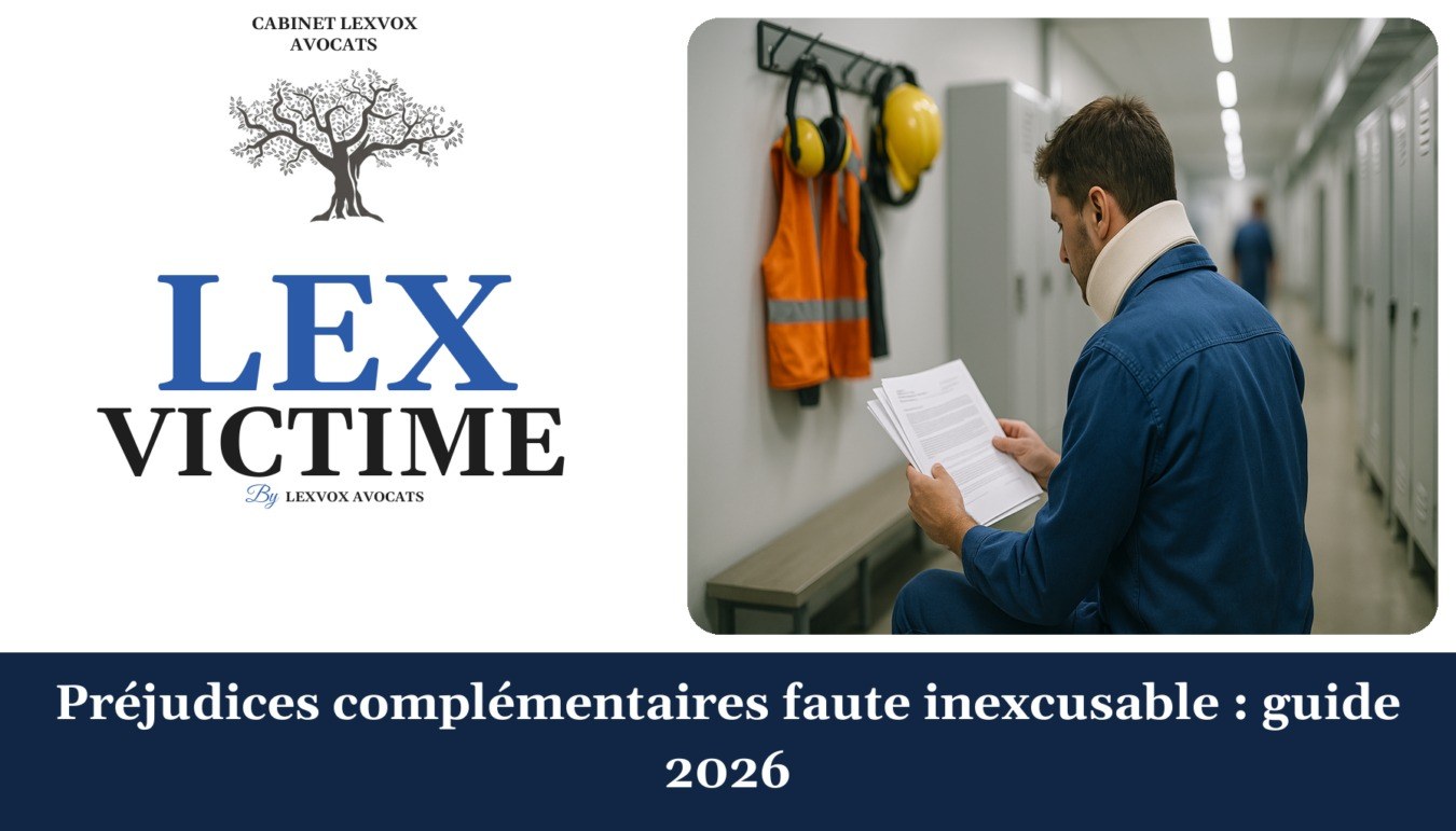 Préjudices complémentaires faute inexcusable : guide 2026 — cabinet LEXVOX Avocats, Nîmes
