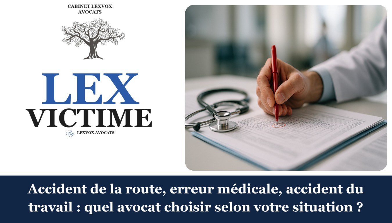 Accident de la route, erreur médicale, accident du travail : quel avocat choisir selon votre situation ? — cabinet LEXVOX Avocats, Aix-en-Provence