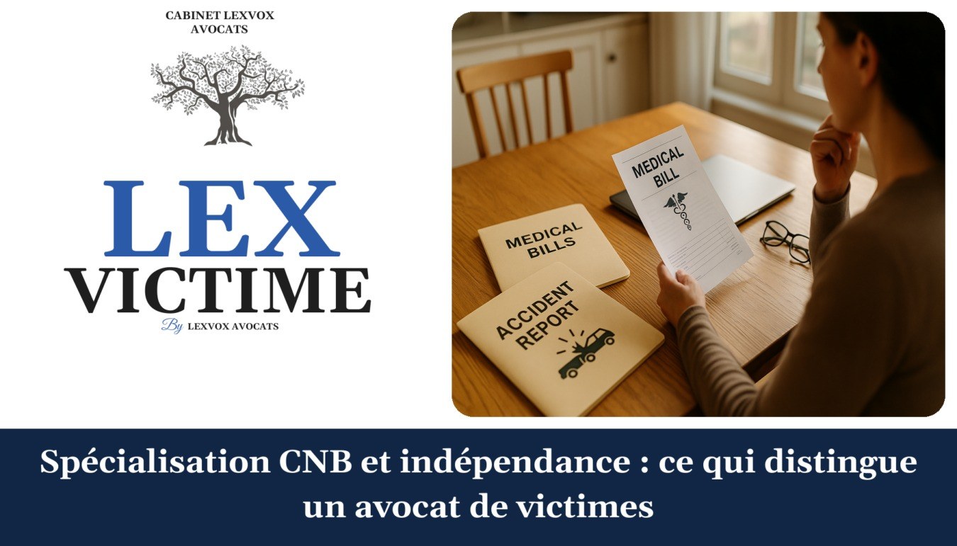 Spécialisation CNB et indépendance : ce qui distingue un avocat de victimes — cabinet LEXVOX Avocats, Arles